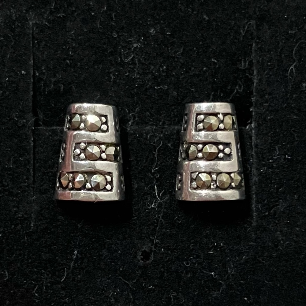 Sterling Silver 925 Marcasite Stud Earrings